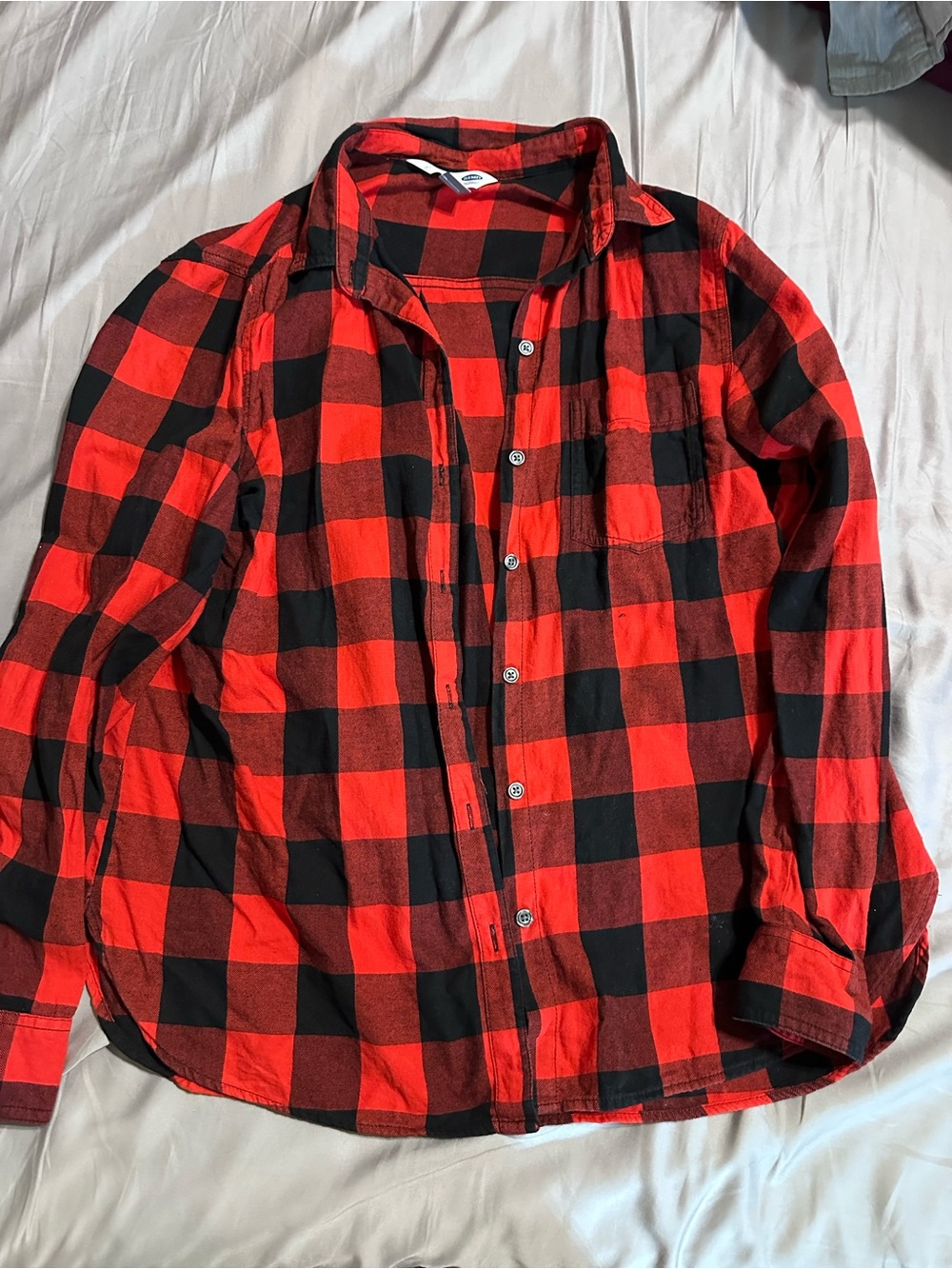 Old Navy Red and Black Buffalo Plaid Button-Down Shirt